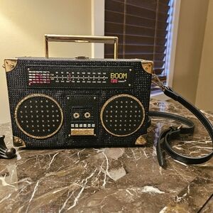RARE FIND... BEJEWELED Aldo Kuzitrin Boom Box Radio Crossbody Purse